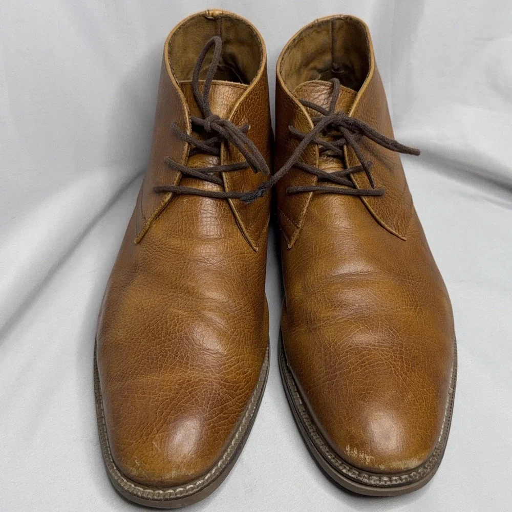 Carlo Morandi Brown Leather Chukka Boots Mens 11 Lace Up Casual Dress Shoes